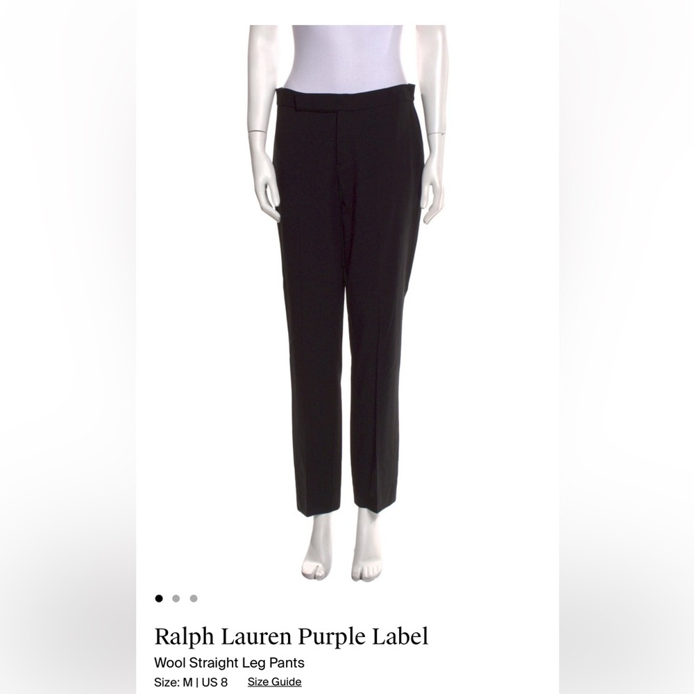 Ralph Lauren Purple Label Black Wool Straight Leg Pants